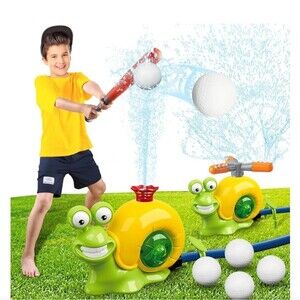 Outdoor Snail Baseball Water Sprinkler 2 in 1 Toy - Green and Yellow